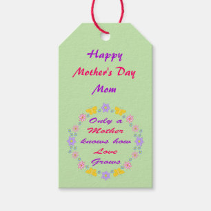 Mothers Day Flowers and Butterflies Custom Message Gift Tags