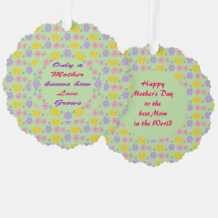 Mothers Day Flowers and Butterflies Custom Tree Decoration Card