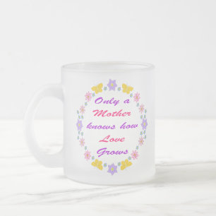 Mothers Day Flowers and Butterflies Frosted Glass Coffee Mug