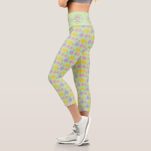 Mothers Day Flowers and Butterflies Patterned Capri Leggings