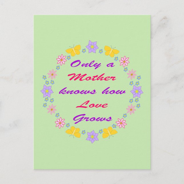 Mothers Day Flowers and Butterflies Postcard (Front)