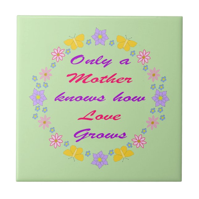 Mothers Day Flowers and Butterflies Tile (Front)