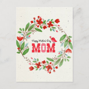 Mother's Day Flowers Cute Bird Bible Blessing Postcard