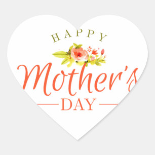 Mother's day flowers heart sticker