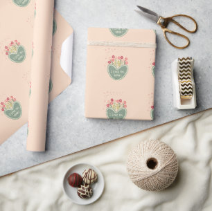 Mother's Day, Flowers in a love , Elegant, Simple Wrapping Paper