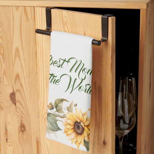 Mother's Day Flowers Sunflowers Watercolor Tea Towel (Thirds Fold)