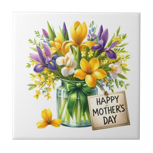 Mothers Day Flowers Tile (Front)