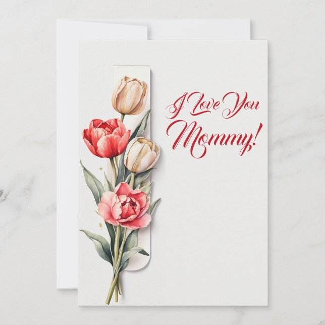 Mother's Day Flowers Tulips Watercolor Holiday Card (Front)