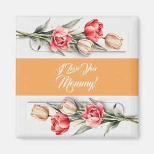 Mother's Day Flowers Tulips Watercolor.  Magnet