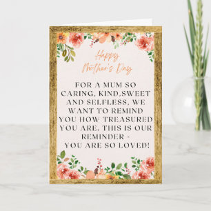 MOTHERs day flowers wooded frame text for mum Card