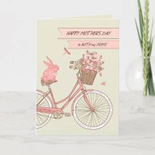 Mother's Day for Both Moms Bicycle with Flowers Card