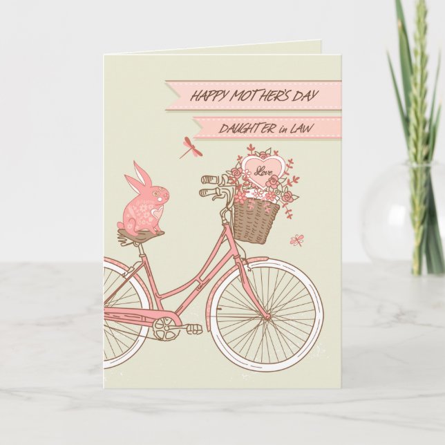 Mother's Day for Daughter in Law Bicycle w/Flowers Card (Front)