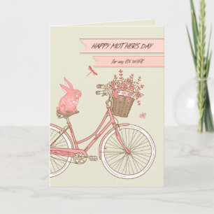 Mother's Day for Ex Wife Retro Bicycle Flowers Card