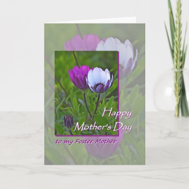 Mother's Day for Foster Mother Purple Flowers Card (Front)