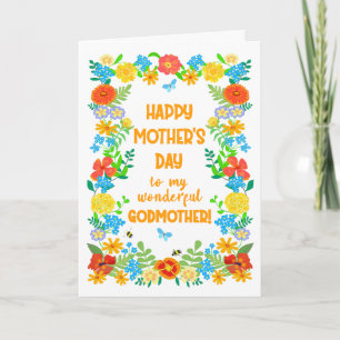 Mothers Day For Godmother with Floral Border Card