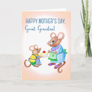 Mother's Day for Great Grandma with Cute Mice Card