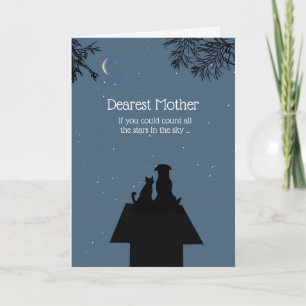 Mothers Day for Mum Mother Cute Dog and Stars Card