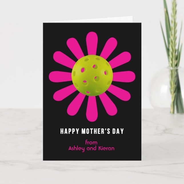Mother's Day for Pickleball Mum,  black Card (Front)
