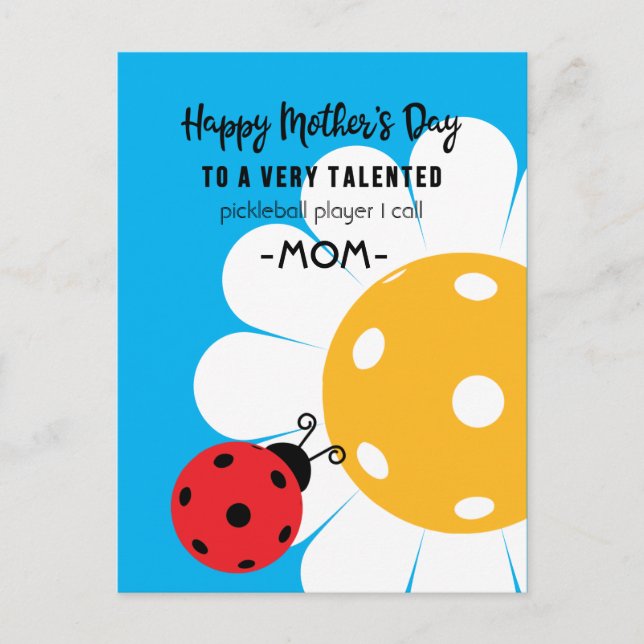 Mother's Day for Pickleball Mum, custom colour Postcard (Front)