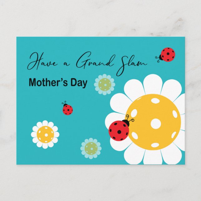 Mother's Day for Pickleball Mum, turquoise Postcard (Front)
