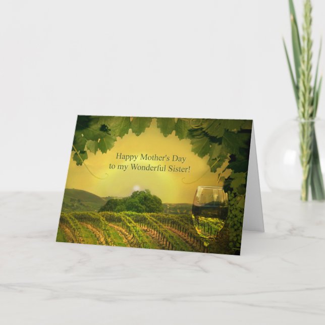 Mother's Day for Sister Funny Wine and Vineyard Card (Front)
