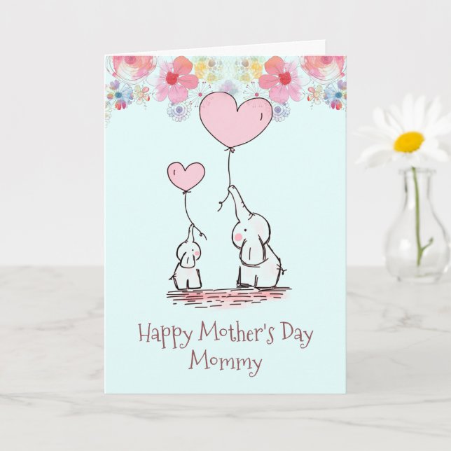 Mothers Day From Baby Elephant Mom & Baby Card (Small Plant)