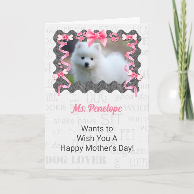 Mother's Day from the Dog in Pink and Grey Card (Front)