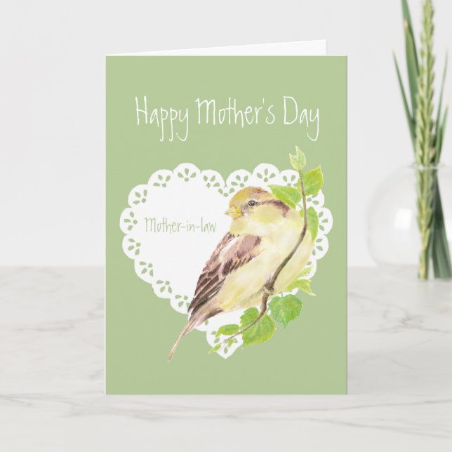 Mother's Day Fun Mother-in-law Sparrow Bird Card (Front)