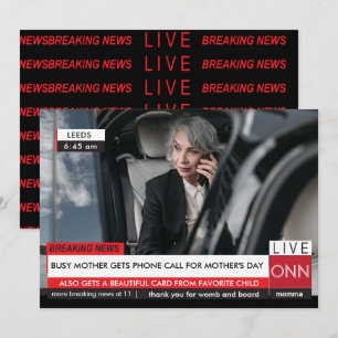 Mothers Day Funny Breaking TV News Spectacular Fab Invitation