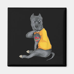 Mothers Day Funny Dog Pitbull I Love Mum Tattoo Gi Magnet