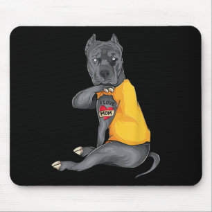 Mothers Day Funny Dog Pitbull I Love Mum Tattoo Gi Mouse Mat