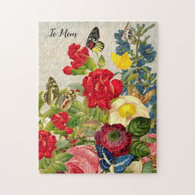 Mother's Day Garden Carnations Roses Butterflies Jigsaw Puzzle (Vertical)