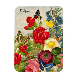 Mother's Day Garden Carnations Roses Butterflies Magnet