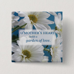 Mother's Day Garden of Love, Daisies, Blue Sky 15 Cm Square Badge