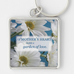 Mother's Day Garden of Love, Daisies, Blue Sky Key Ring