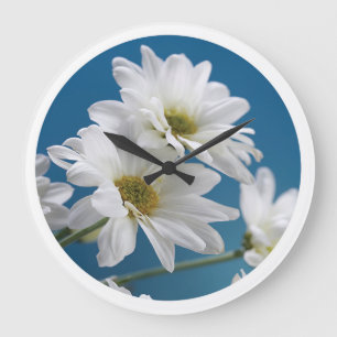 Mother's Day Garden of Love, Daisies, Blue Sky Large Clock
