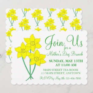 Mother's Day Garden Party Brunch Daffodil Flowers Invitation
