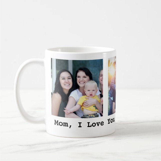 Mothers day gift 3 Photo Personalised Coffee Mug (Left)