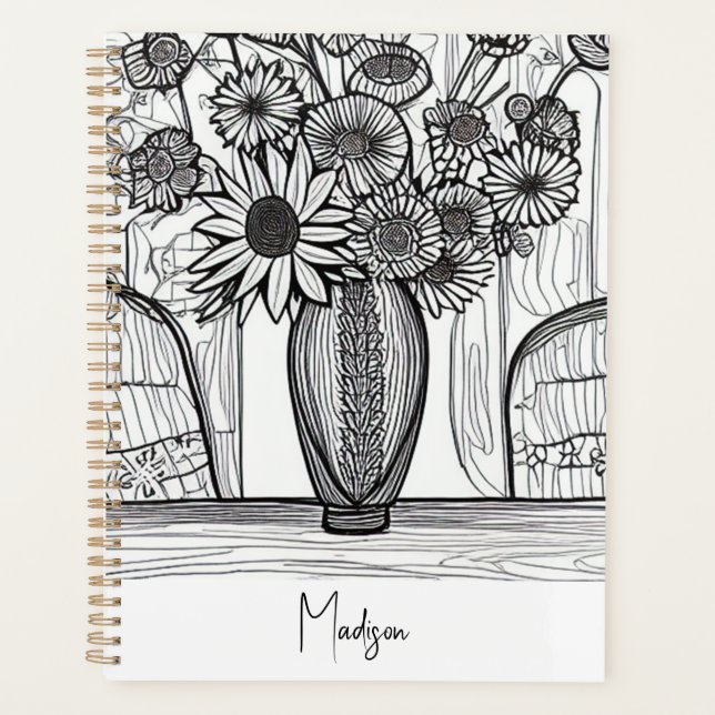 Mother's Day Gift Abstract Floral Art Undated Planner (Front)