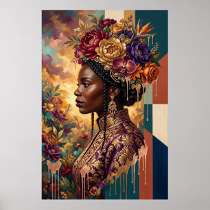 Mother's Day Gift — African Queen Floral Crown Art Poster