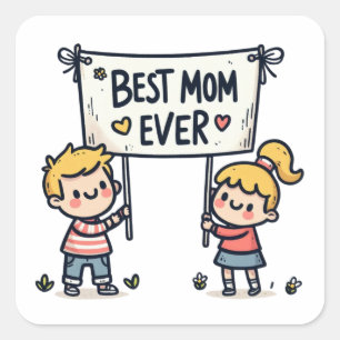 Mother's Day Gift Best Mum Ever Square Sticker