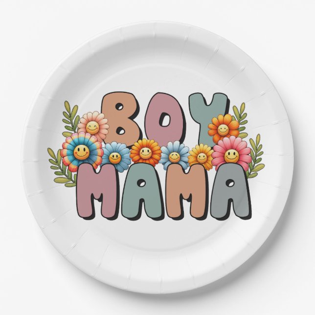 Mother's Day Gift | Boy Mama Paper Plate (Front)