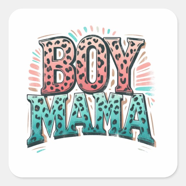 Mother's Day Gift | Boy Mama Square Sticker (Front)
