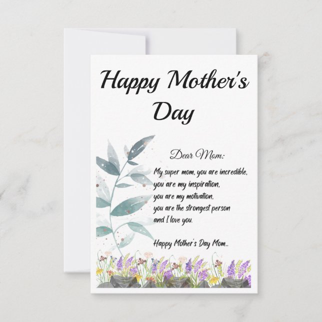 Mother's day Gift Card/Happy Mother's Day Thank You Card (Front)