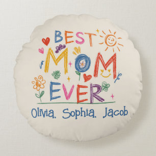 Mother's Day Gift, Custom Best Mum Ever Round Cushion