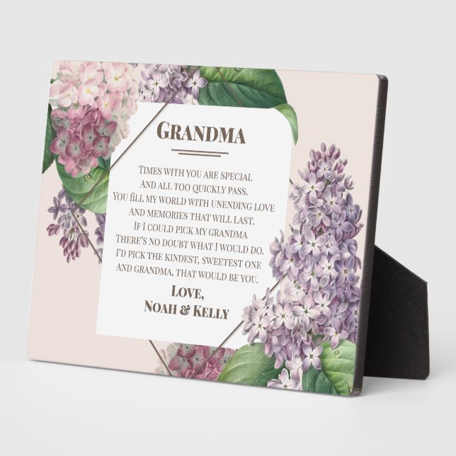 Mother's Day Gift Flowers Grandma from Grandkids Plaque (Side)
