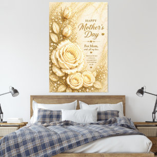 Mothers Day Gift for Mum – Cream Rose Elegant Flo Canvas Print