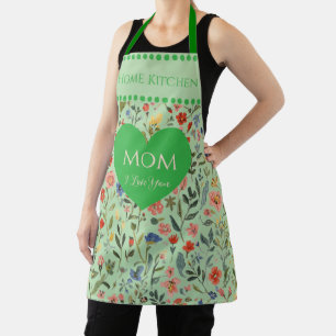 Mothers Day, Gift for Mum,I Love You,Flowers Art Apron