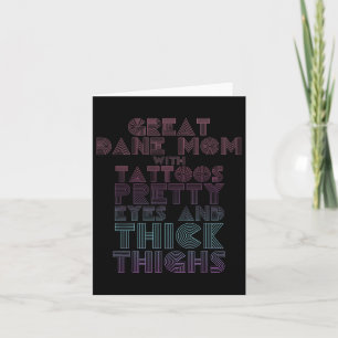 Mothers Day Gift Great Dane Mum Tattoos Dog Lover  Card