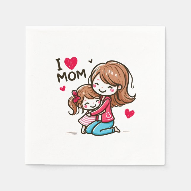 Mother's Day Gift | I Love Mum Napkin (Front)